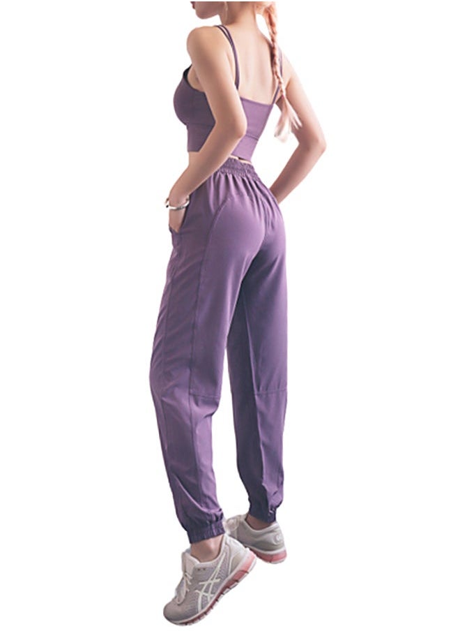NIBEMINENT Solid Ribbed Joggers Purple  - Image 4