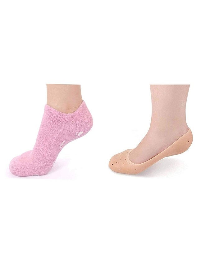 BOFFLE مجموعة BOFFLE من الجوارب المرطبة الجل فائقة النعومة مع جل سبا وفيتامين E وحماية كاملة الطول من السيليكون المقاوم للماء (للرجال والنساء، مقاس مجاني)، متعدد الألوان - Image 1