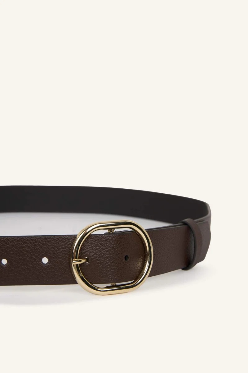 DeFacto Woman Oval Buckle Faux Leather Denim Belt