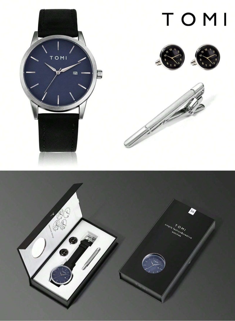 TOMI Men's Wrist Watch Set With Cufflinks And Tie Clip - Image 1