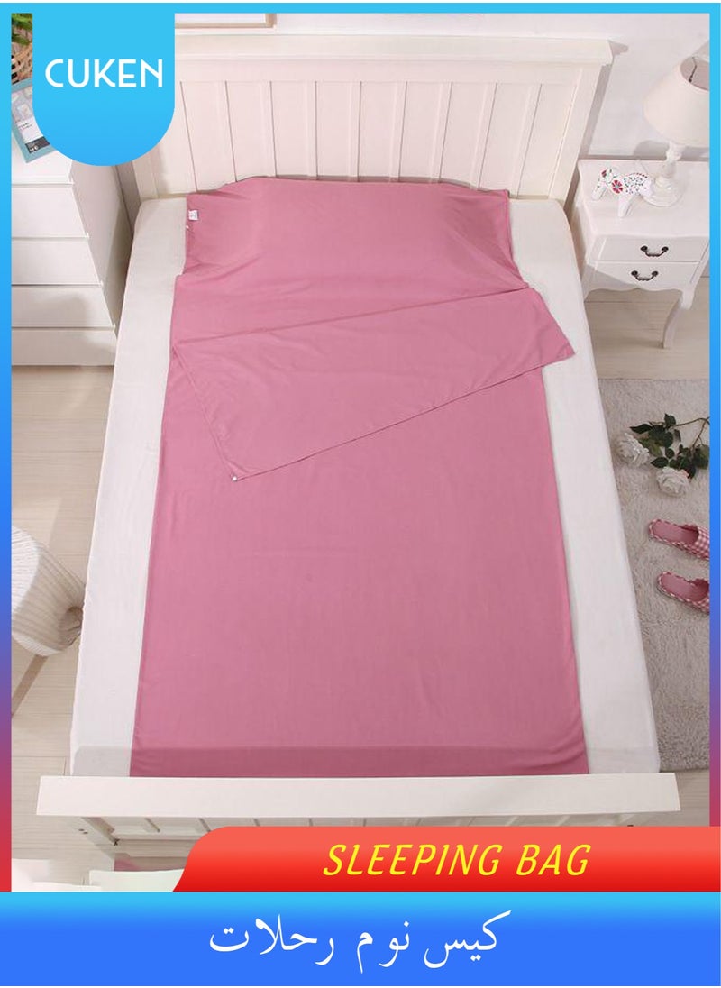Cuken 115x210cm Sleeping Bag Liner with Storage Bag, Camping Travel Home Bed Sheet, Lightweight Breathable Hotel Compact Sacks (Pink)  - Image 1