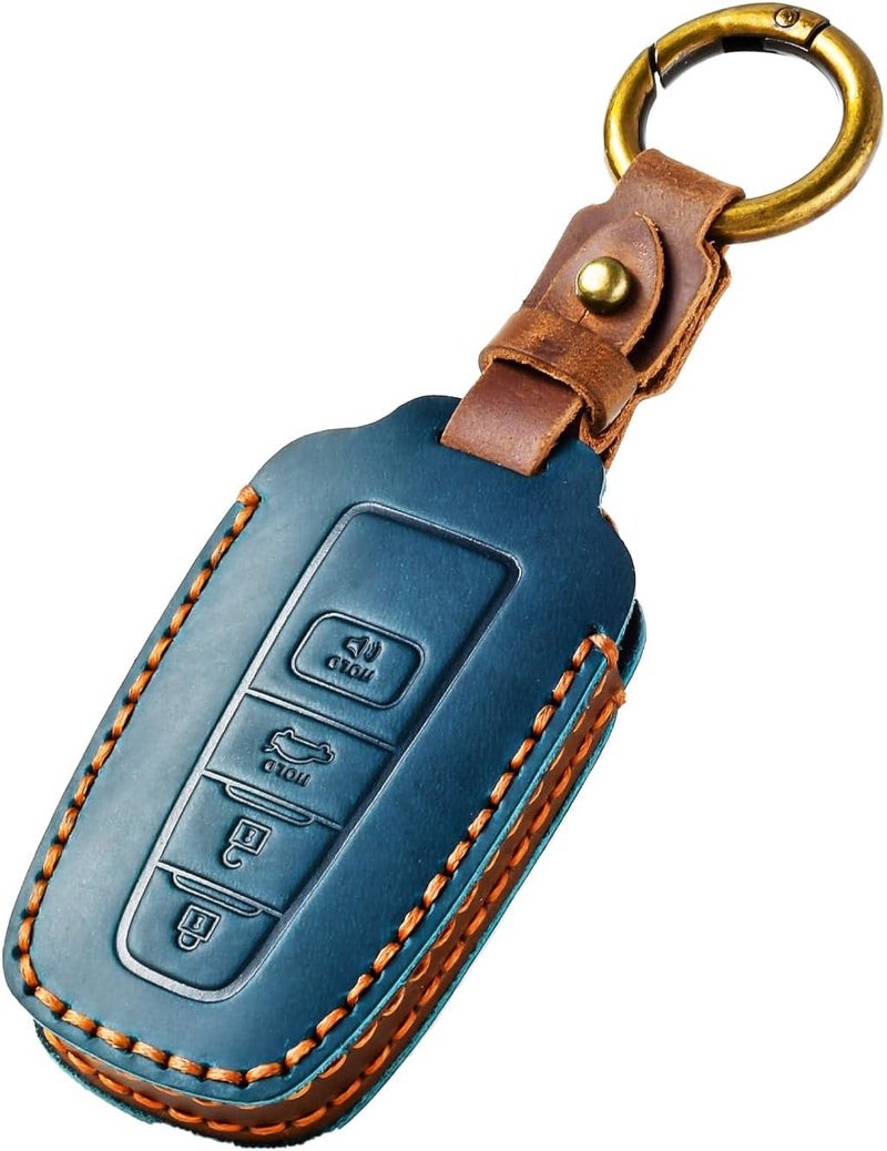 OFFCURVE Leather Key Fob Cover for Toyota Models (2018-2024) - Blue - Image 1