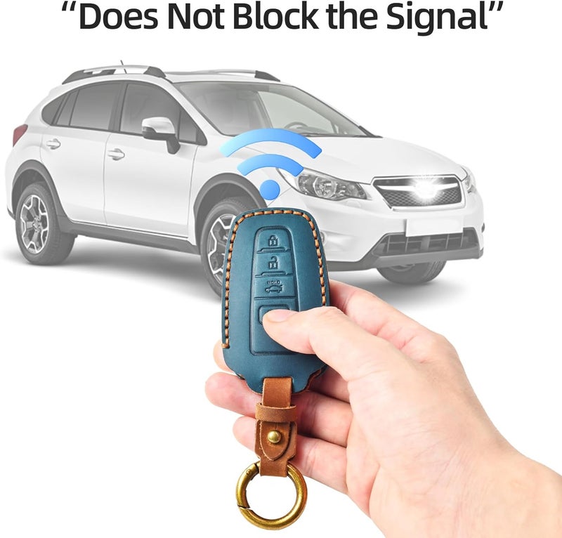 OFFCURVE Leather Key Fob Cover for Toyota Models (2018-2024) - Blue - Image 5