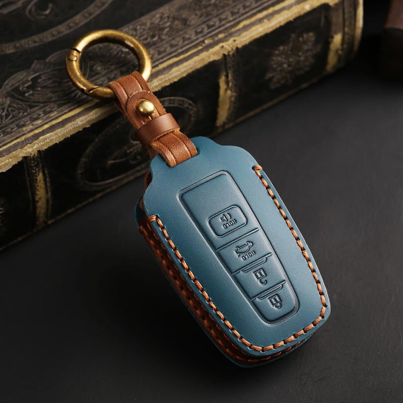 OFFCURVE Leather Key Fob Cover for Toyota Models (2018-2024) - Blue - Image 2