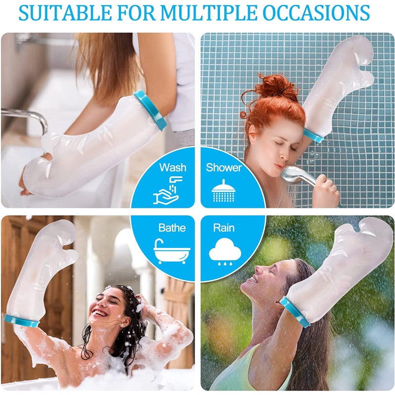 Waterproof Cast Cover Adult Short Arm Watertight Seal - Reusable Latex-free Skin-friendly Cast Protector for Shower Bathing People Recovering From Injuries Surgeries - Image 3