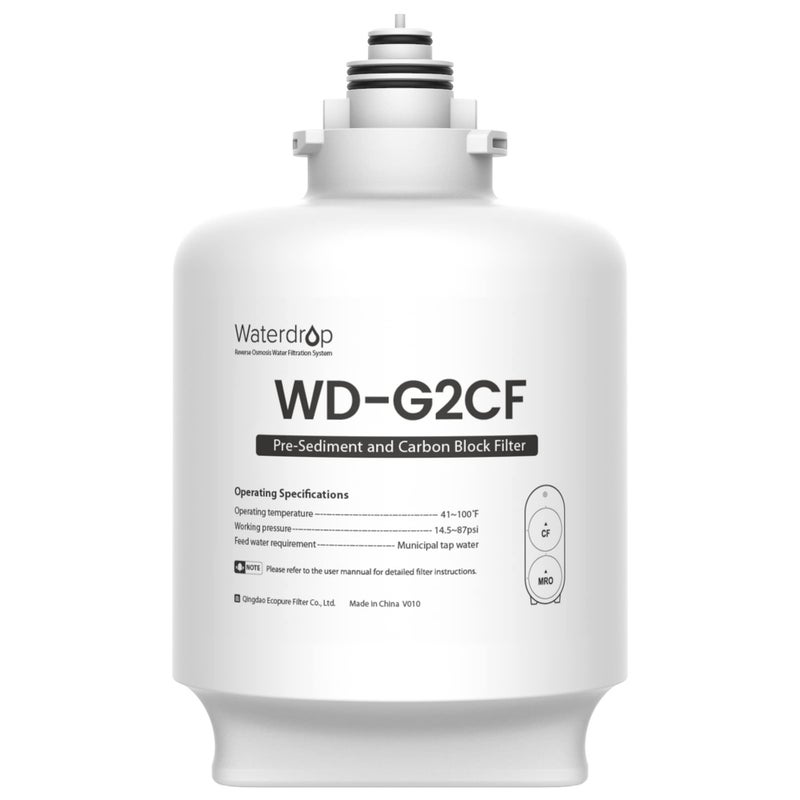 Waterdrop Waterdrop WD-G2CF Filter, Replacement for WD-G2-W, WD-G2-B, WD-G2P600-W Reverse Osmosis System,12-month Lifetime  - Image 1