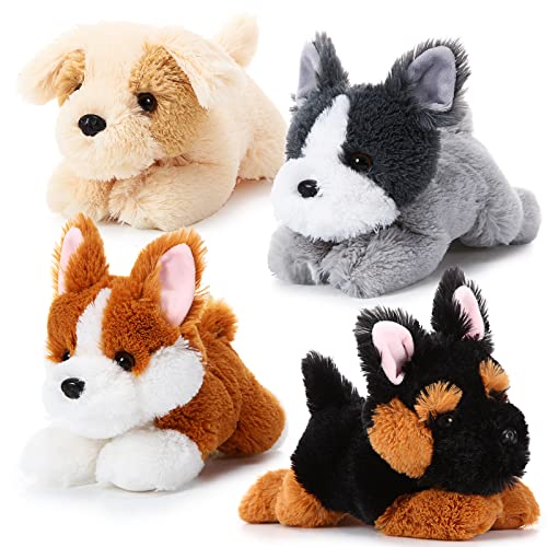 Suilung 4-Pack 8 Inch Dog Plush Animal Plush Dog Soft Plush Dog Pillow Toy Fluffy Puppy Set Dog Theme Party Gift Birthday Room Home Decor(Classic Style) - Image 1