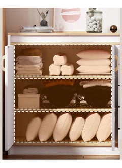 CityRiya-Long Storage Cabinet, Side Storage Organizer with Drawer and Cupboard, Home Coffee Bar Cabinet, Chest of Drawers Storage Shelves, Dresser, White Buffet Sideboard Cabinet Coffee Stand  - Image 4