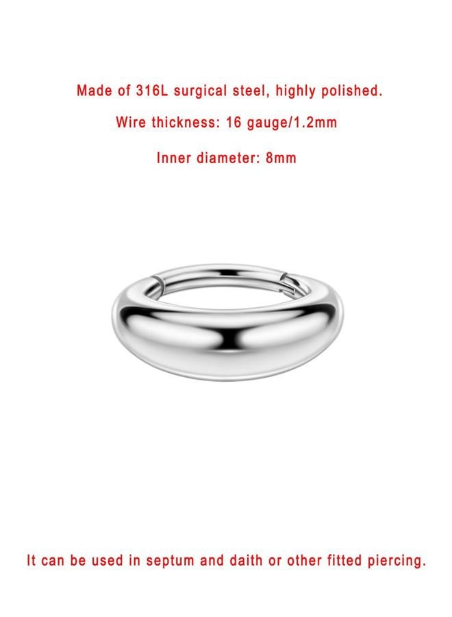 FANSING 316L Surgical Steel Piercing Rings for Septum and Daith, 16g 8mm, Stainless Steel, no gemstone - Image 2