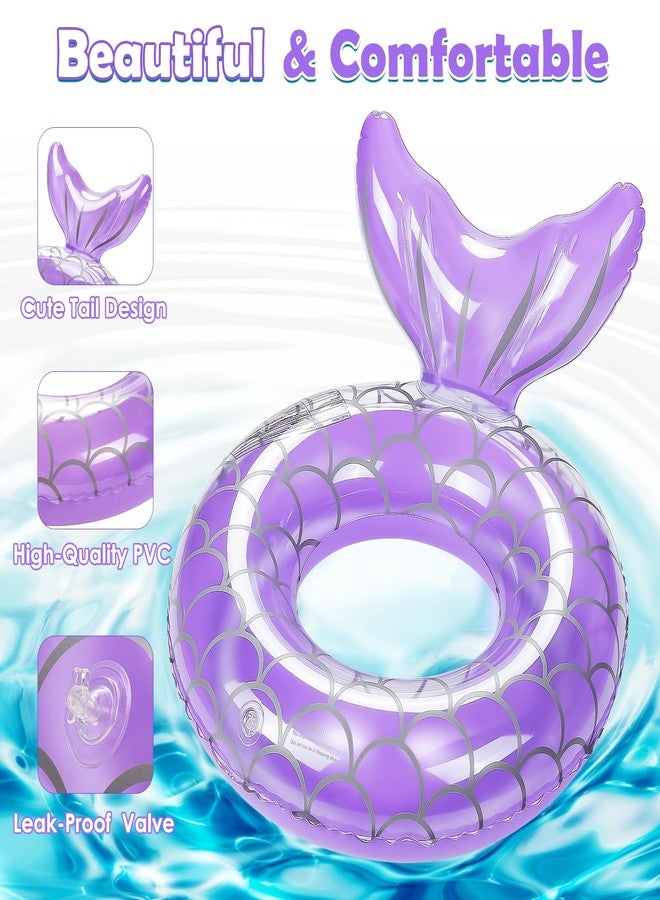 HeySplash Pool Floats Kids, Inflatable Swimming Ring Mermaid Tail Shaped Swim Tube Floaties, Summer Water Fun Beach Party Swimming Pool Toys for Kids Children Water Activities, Purple - Image 3