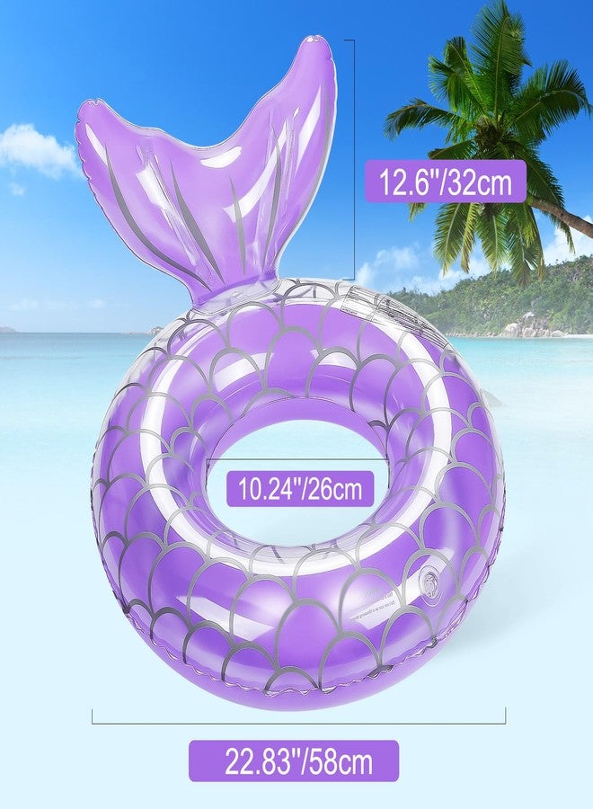 HeySplash Pool Floats Kids, Inflatable Swimming Ring Mermaid Tail Shaped Swim Tube Floaties, Summer Water Fun Beach Party Swimming Pool Toys for Kids Children Water Activities, Purple - Image 5