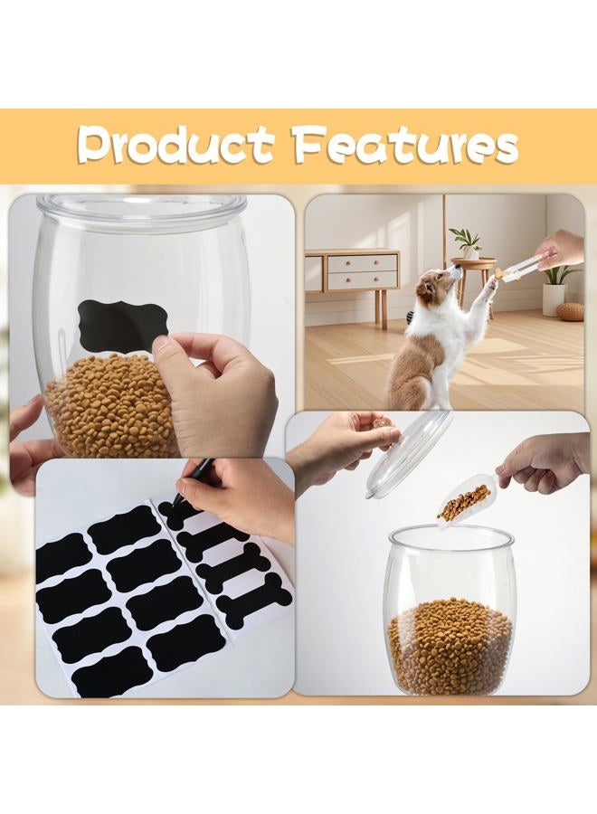 AIHSUMC 2 Pack Dog Treat Container Airtight, Dog Food Storage Container Dog Treat Jar with Lid 9.8x6.3 & 8.6x5.3 inch Clear Dog Cookie Jar with Scoops,Clamp,Labels for Dog Cat Bird and other Pet - Image 3
