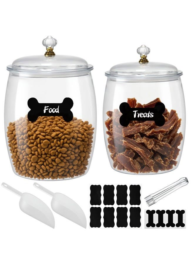 AIHSUMC 2 Pack Dog Treat Container Airtight, Dog Food Storage Container Dog Treat Jar with Lid 9.8x6.3 & 8.6x5.3 inch Clear Dog Cookie Jar with Scoops,Clamp,Labels for Dog Cat Bird and other Pet - Image 1
