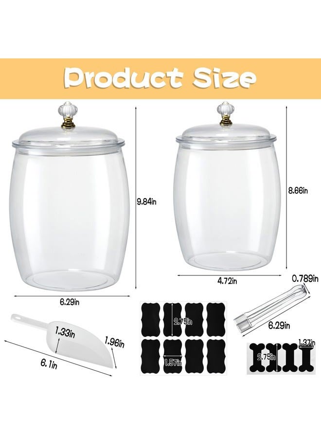 AIHSUMC 2 Pack Dog Treat Container Airtight, Dog Food Storage Container Dog Treat Jar with Lid 9.8x6.3 & 8.6x5.3 inch Clear Dog Cookie Jar with Scoops,Clamp,Labels for Dog Cat Bird and other Pet - Image 2