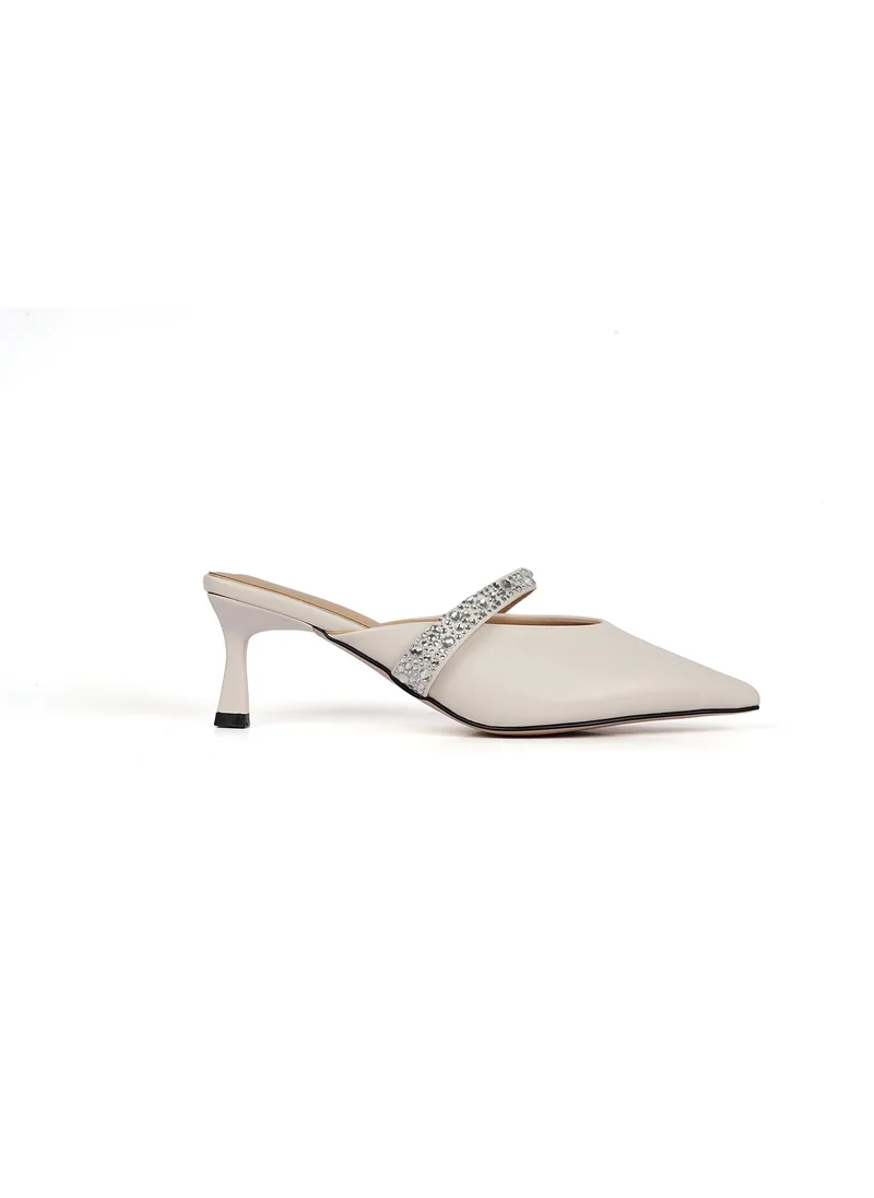 كيوبل Womens embelished pointed-toe kitten heel mules