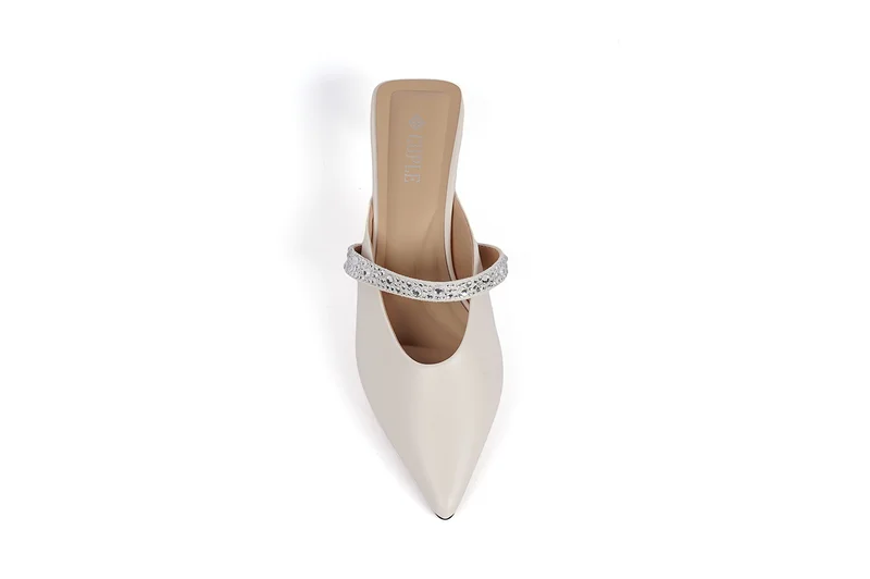Cuple Womens embelished pointed-toe kitten heel mules