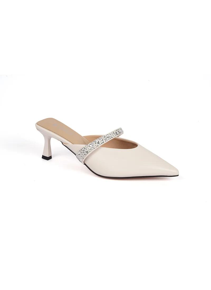 كيوبل Womens embelished pointed-toe kitten heel mules