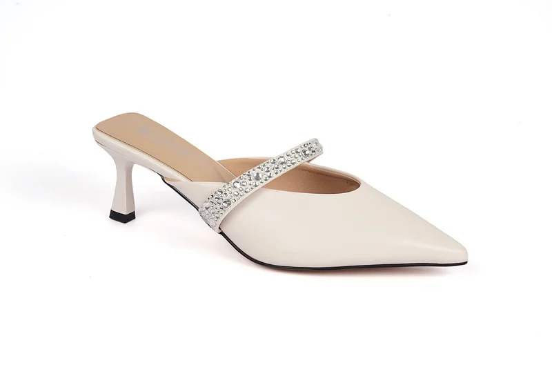 كابلي شباشب نسائية بكعب رفيع مدبب مزخرف