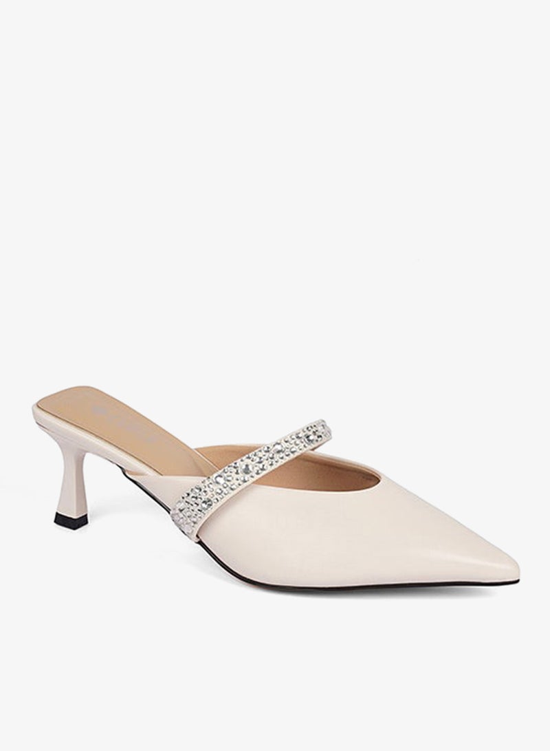 Cuple Womens embelished pointed-toe kitten heel mules - Image 1
