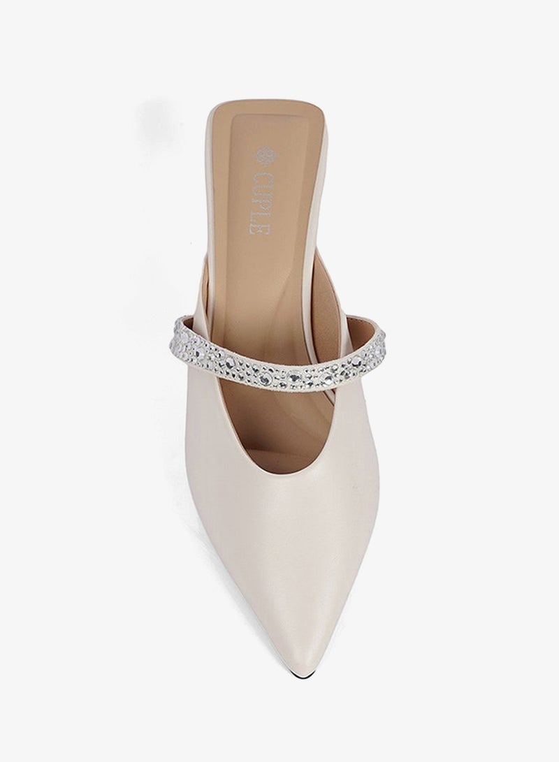 Cuple Womens embelished pointed-toe kitten heel mules - Image 3