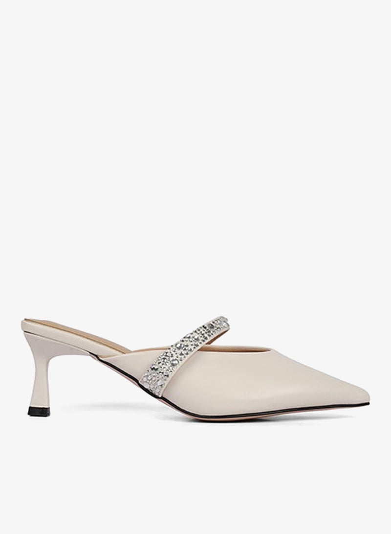 Cuple Womens embelished pointed-toe kitten heel mules - Image 2
