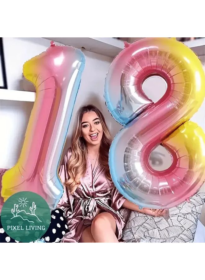 Multicolored 16 Inch Number Balloon For Birthday Party Decorations - Image 4