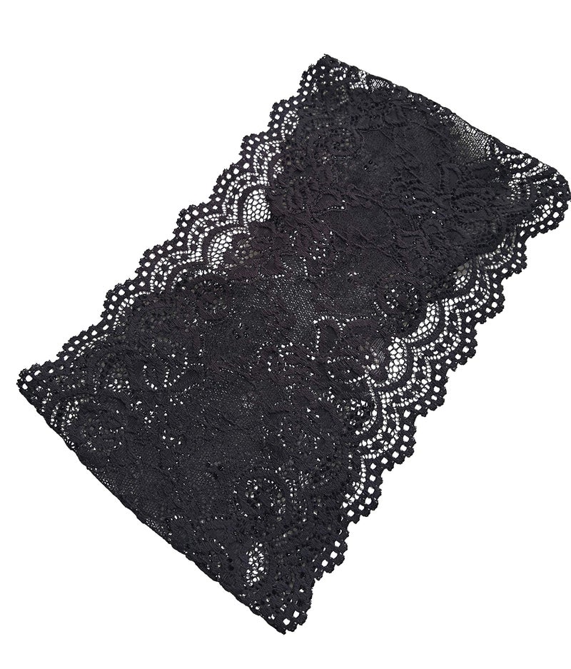 Oyabridal 6'' Wide Lace Headbands for Women Headcovering Church Lace Headwrap for Women H3 (Black-Band) - Image 1
