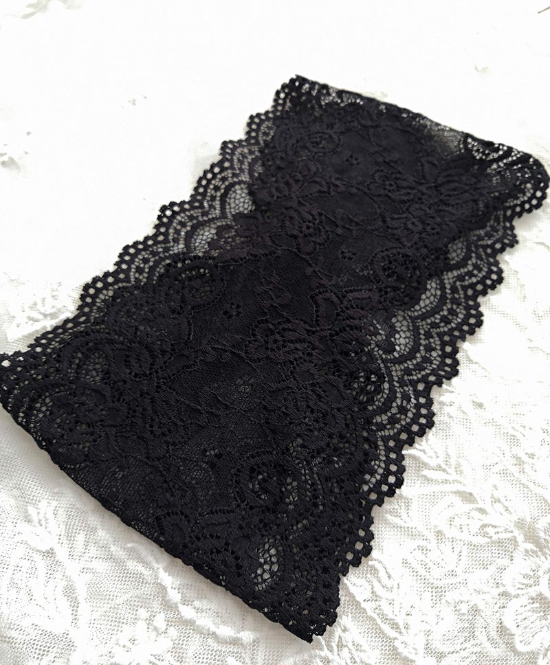Oyabridal 6'' Wide Lace Headbands for Women Headcovering Church Lace Headwrap for Women H3 (Black-Band) - Image 5