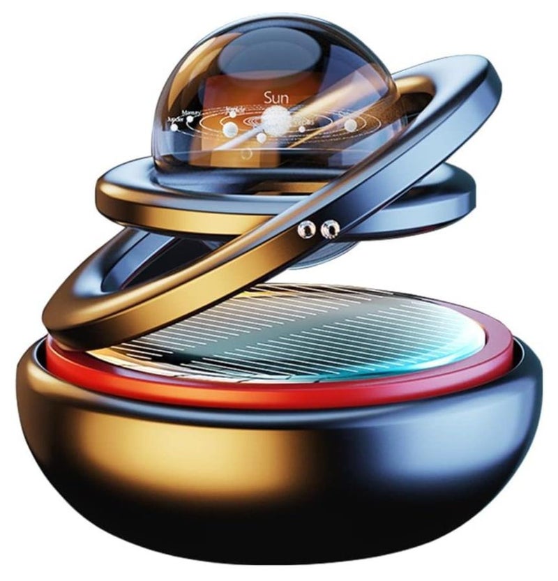 Solar Powered Air Freshener Only for Car Automatic Rotating Air Freshener Crystal Double Ring - Solar Accessories for Car Dashboard Solar Ring Design - Image 1