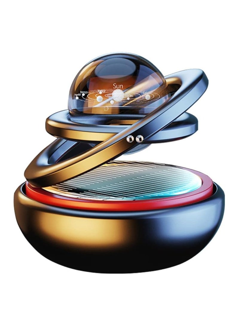 Solar Powered Air Freshener Only for Car Automatic Rotating Air Freshener Crystal Double Ring - Solar Accessories for Car Dashboard Solar Ring Design - Image 1