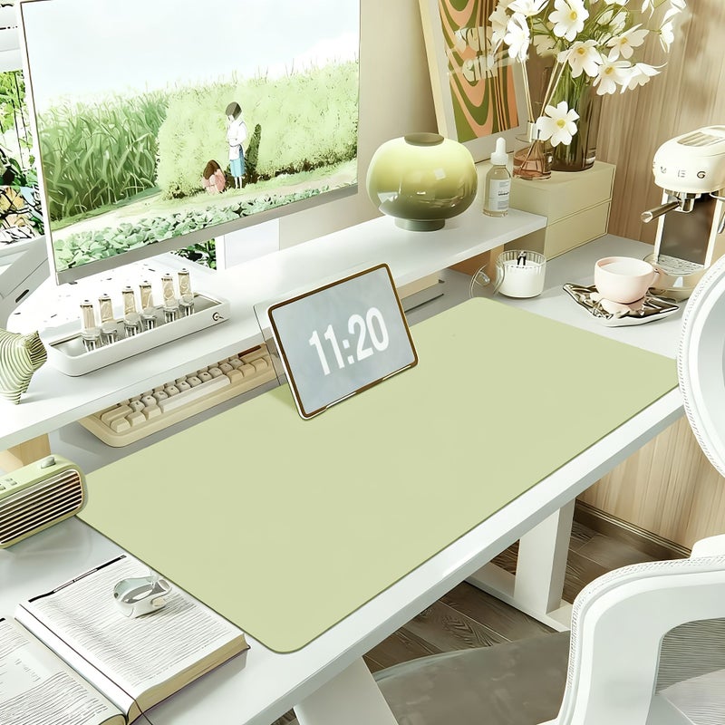 Large Green Mouse Pad 40x90 Desk Mat Solid Color Minimalist Computer Keyboard Pad Multipurpose Non Slip Surface - Image 1