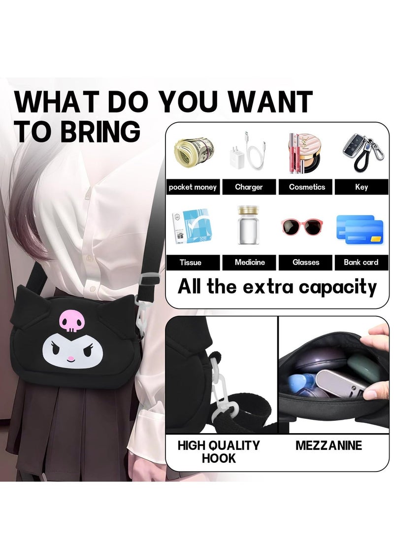 SYOSI Kawaii Kuromi My Melody Cinnamoroll Bag Cute Cartoon Wallet Anime Shoulder Bag Adjustable Shoulder Strap Everyday Casual Crossbody Bag Novetly Accessories for Girls Birthday Gift  - Image 3