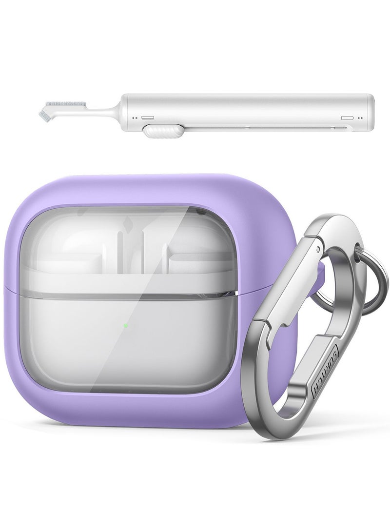 Magnetic Bumper Case for Samsung Galaxy Buds 3 Pro / Galaxy Buds 3, Rugged Shockproof Protective Covers with Carabiner & Cleaning Kit & Removal Tool, Purple - Image 1