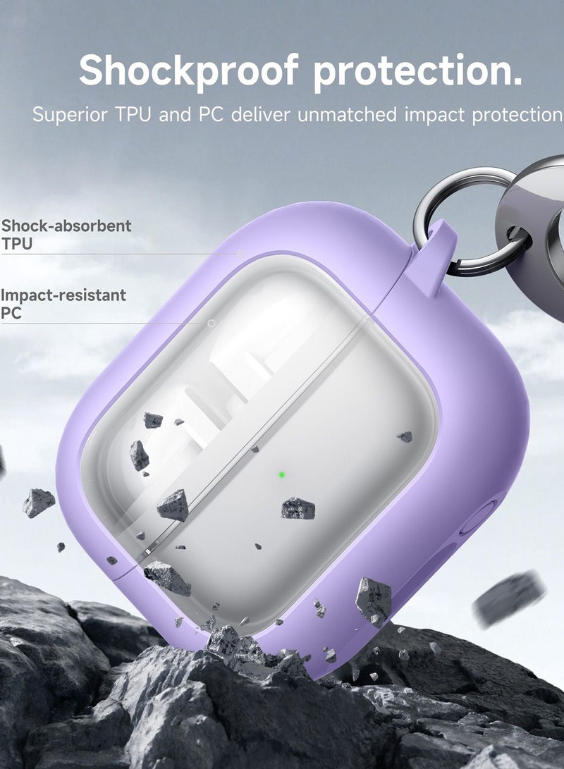 Magnetic Bumper Case for Samsung Galaxy Buds 3 Pro / Galaxy Buds 3, Rugged Shockproof Protective Covers with Carabiner & Cleaning Kit & Removal Tool, Purple - Image 4