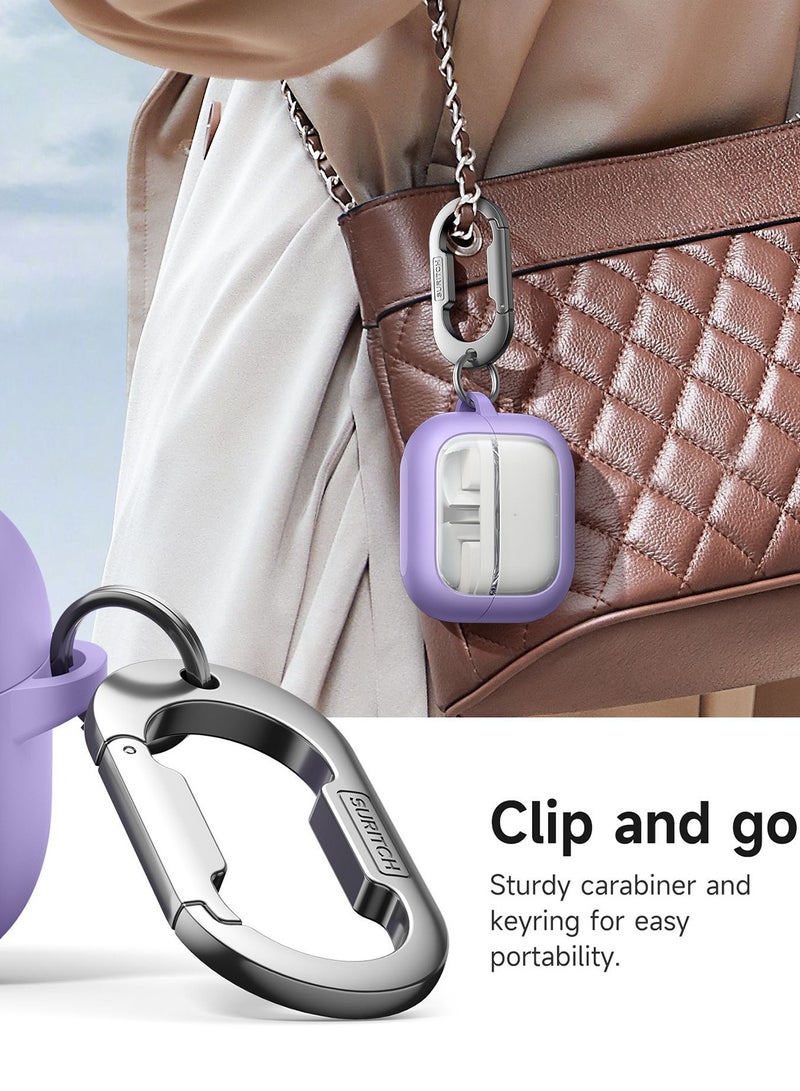 Magnetic Bumper Case for Samsung Galaxy Buds 3 Pro / Galaxy Buds 3, Rugged Shockproof Protective Covers with Carabiner & Cleaning Kit & Removal Tool, Purple - Image 5