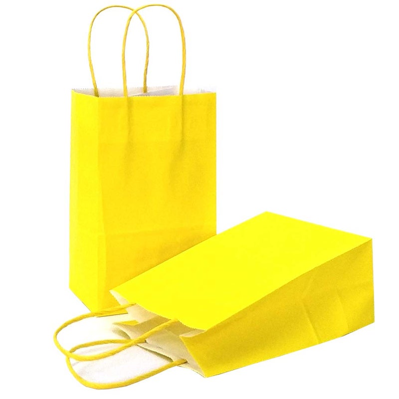 AZOWA Gift Bags Small Kraft Paper Bags with Handles 5 x 31 x 82 in Yellow 12 Pcs