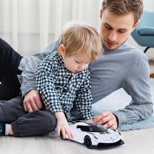 FEXXA 1:32 Scale Koenigsegg Jesko Die-Cast Metal Car with Sport car Openable Doors Light and Sound,Pull Back Function Indoor Outdoor Toy for Kids (White) - Image 2