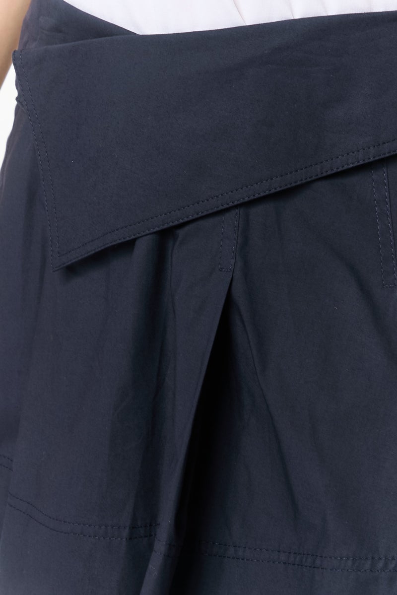 PINKO تنورة قصيرة مقلوبة بسيطة للنساء، زرقاء داكنة - Image 3