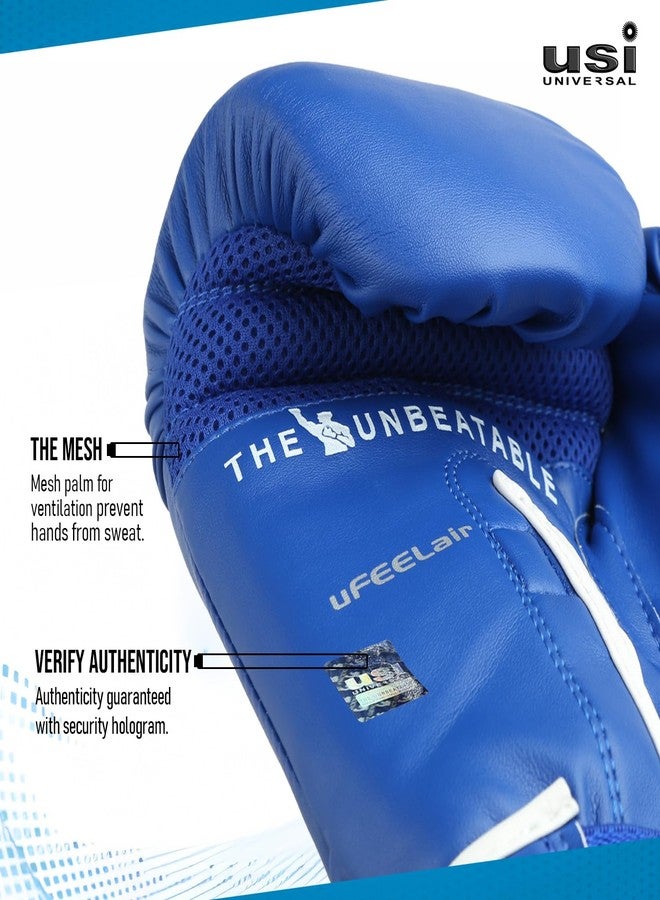 USI UNIVERSAL 612 Reliance Boxing Gloves, Punching Bag Gloves for Boxing, Kickboxing, Muay Thai, MMA, Durable Pu Material, Elasticated Hook & Loop Wrist Closure, Foam Padding (Size 8oz, Blue) - Image 4