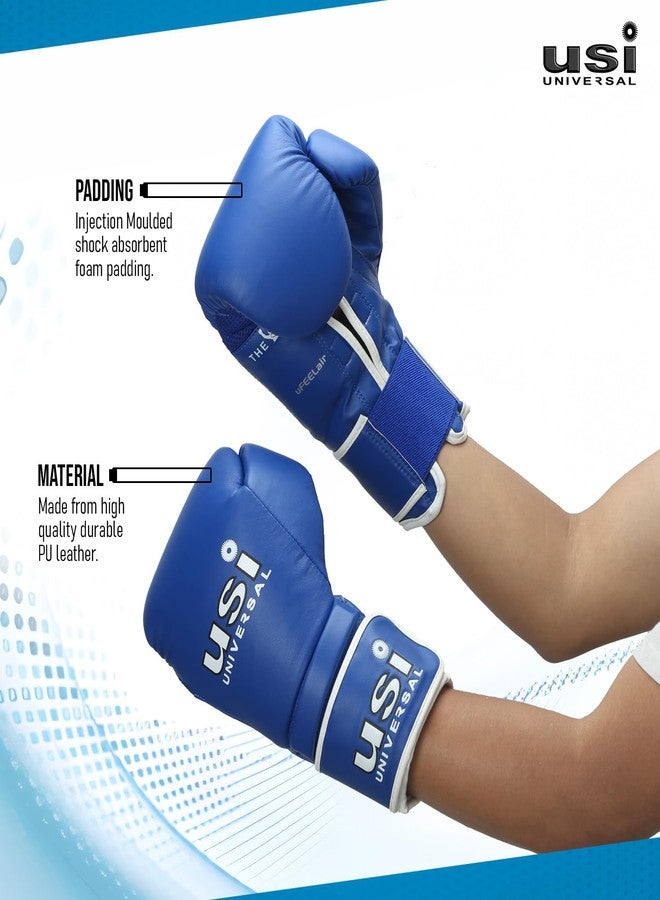 USI UNIVERSAL 612 Reliance Boxing Gloves, Punching Bag Gloves for Boxing, Kickboxing, Muay Thai, MMA, Durable Pu Material, Elasticated Hook & Loop Wrist Closure, Foam Padding (Size 8oz, Blue) - Image 3