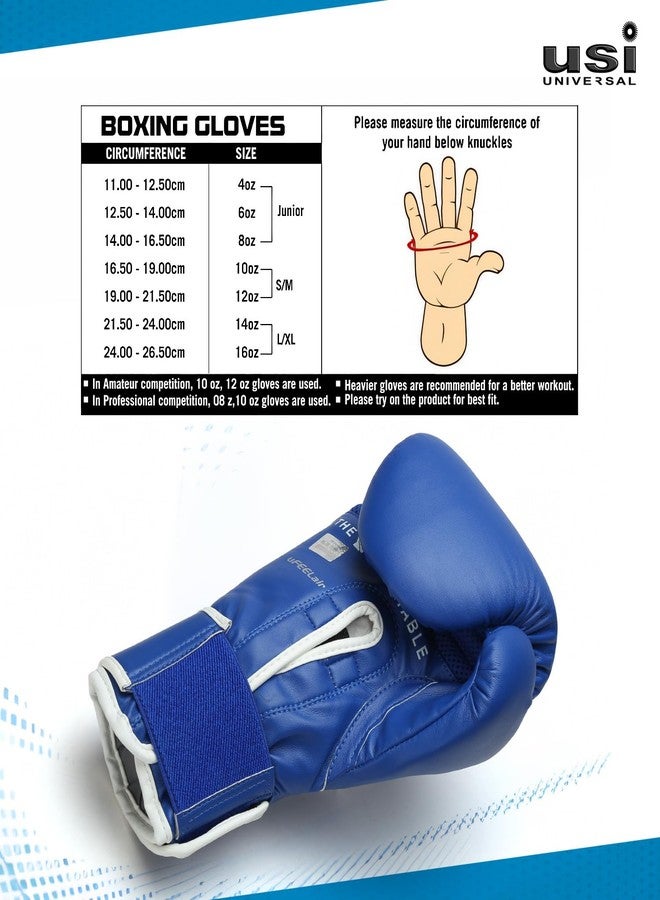USI UNIVERSAL 612 Reliance Boxing Gloves, Punching Bag Gloves for Boxing, Kickboxing, Muay Thai, MMA, Durable Pu Material, Elasticated Hook & Loop Wrist Closure, Foam Padding (Size 8oz, Blue) - Image 5