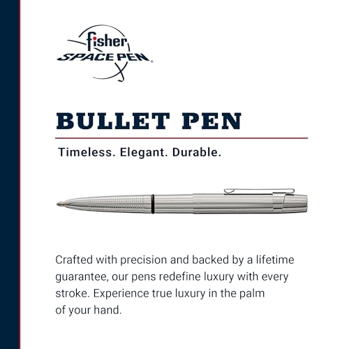 Fisher Space Pen Bullet Pen, X-Mark Flat Cap, Chrome, Ballpoint, Black Ink, Pocket Clip - Image 2
