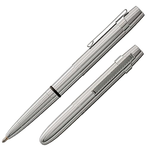 Fisher Space Pen Bullet Pen, X-Mark Flat Cap, Chrome, Ballpoint, Black Ink, Pocket Clip - Image 1