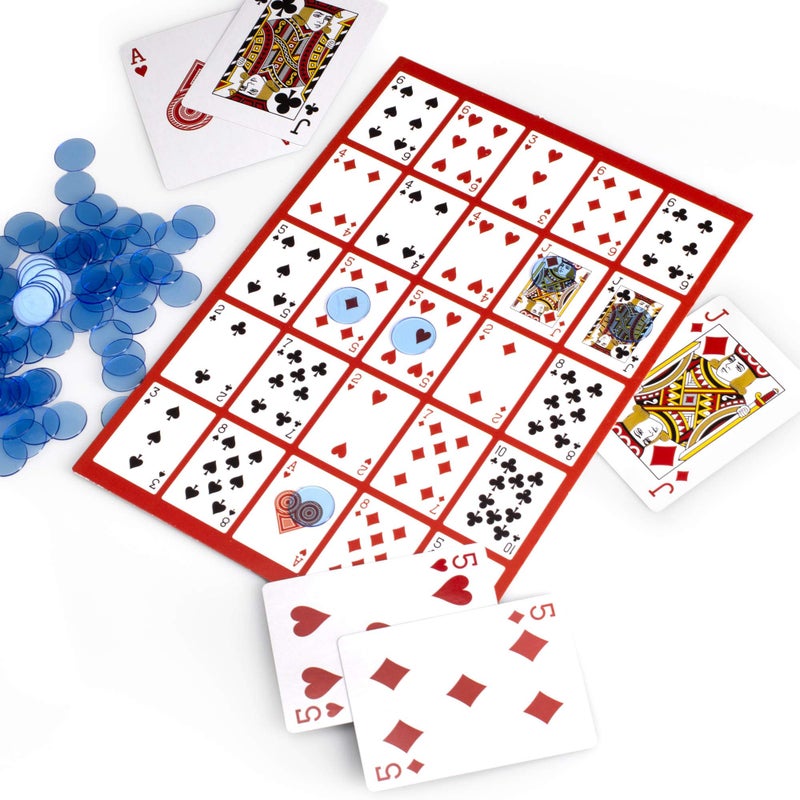 Brybelly Poker Keno Game Set with Cards and Chips - Adult Family Casino Board Game Night Gift Includes Deck of Playing Cards, 12 Boards, 200 Bingo Chips - Image 2