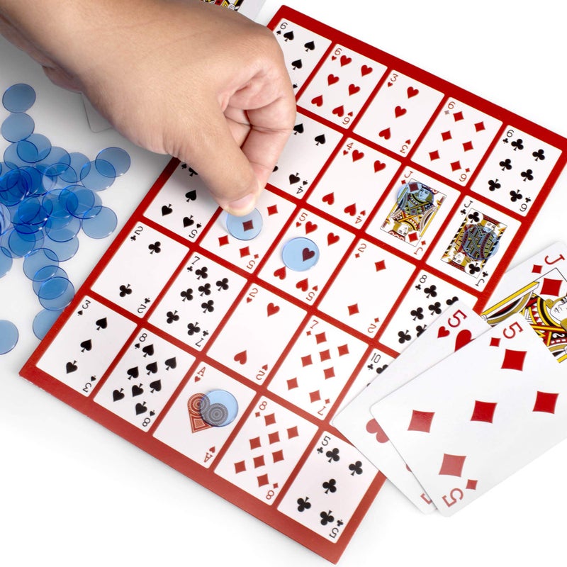 Brybelly Poker Keno Game Set with Cards and Chips - Adult Family Casino Board Game Night Gift Includes Deck of Playing Cards, 12 Boards, 200 Bingo Chips - Image 3