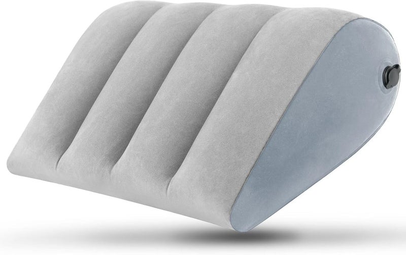 JCDOBEST 1 Pack Portable Inflatable Wedge Pillow,Body Positioner for Sleep Support, Adjustable Travel Cushion - Lightweight Bed/Leg/Partner Support Pillow, Fast Inflation, Grey - Image 1
