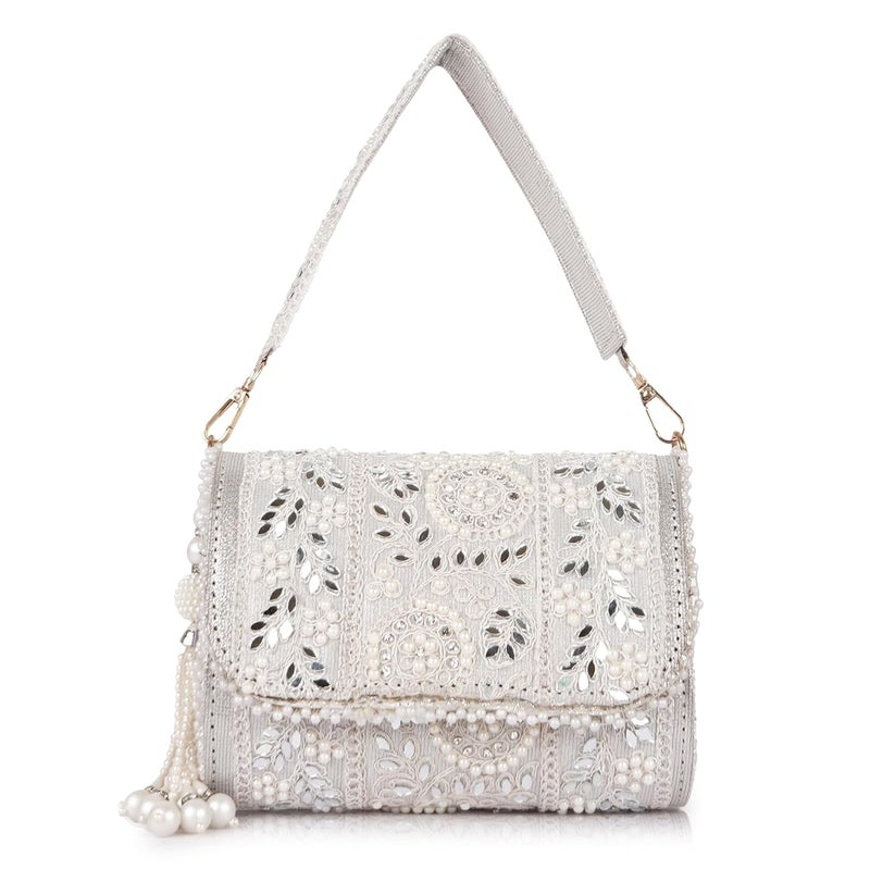 PLANX Velvet SilK Stylish Embroidery Unique Design Trendy Traditional Wedding Party Handheld Potli Bag For Women - Image 1