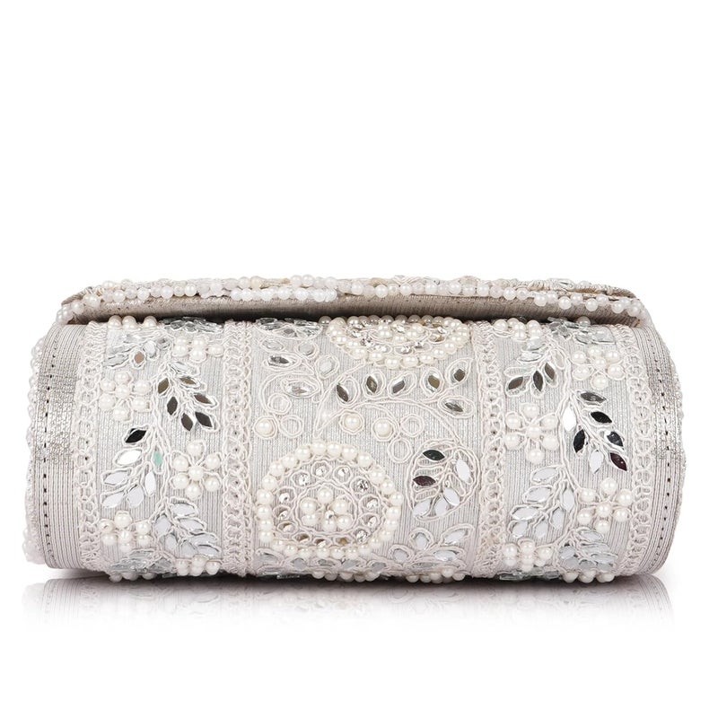 PLANX Velvet SilK Stylish Embroidery Unique Design Trendy Traditional Wedding Party Handheld Potli Bag For Women - Image 5