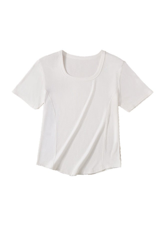 Yiershuang Women's Short-sleeve T-shirt, Summer Lightweight, Ultra-soft Comfortable Base Layer, Inner Wear, Slimming Round Neck Top, Tee