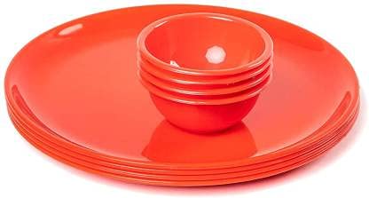 Coolkart Dinner Set 6 Plates 6 Bowls Microwave Safe Dishwasher Safe for Heating Serving for Breakfast Lunch Dinner Cherry Red - Image 2